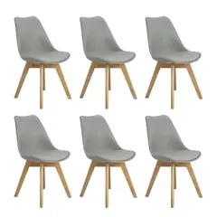 MOBOI - Pack 6 Sillas Eames Acolchada Gris