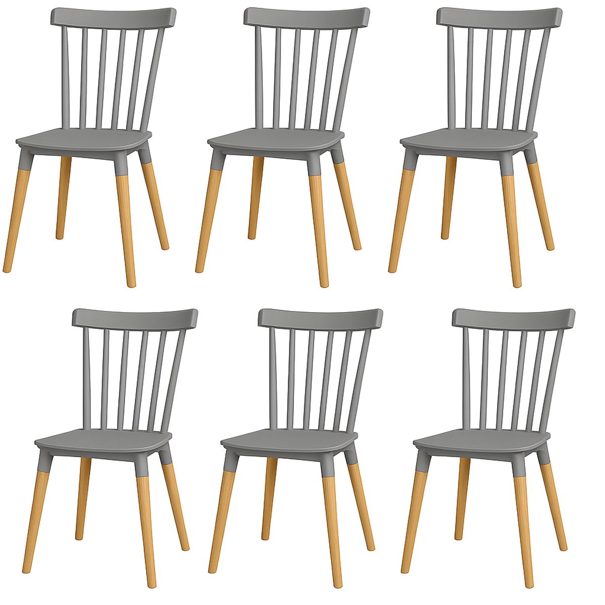 MOBOI - Pack 6 Sillas Windsor para Comedor o Terraza Gris