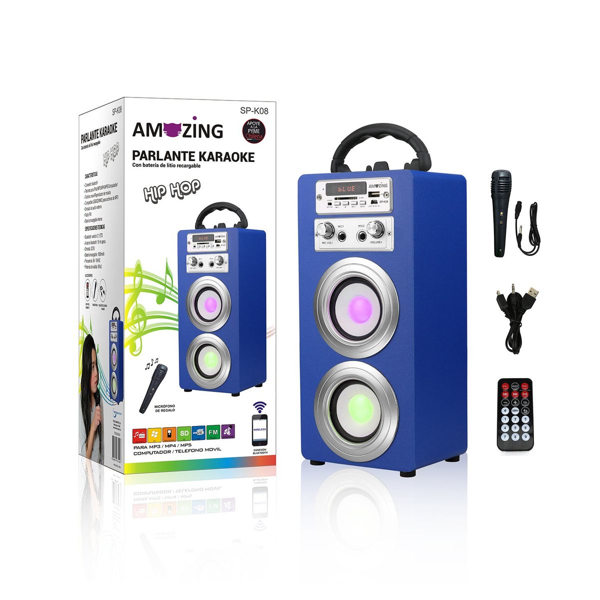 AMAZING - Parlante Karaoke Hip-Hop  Mic SP-K08 Azul