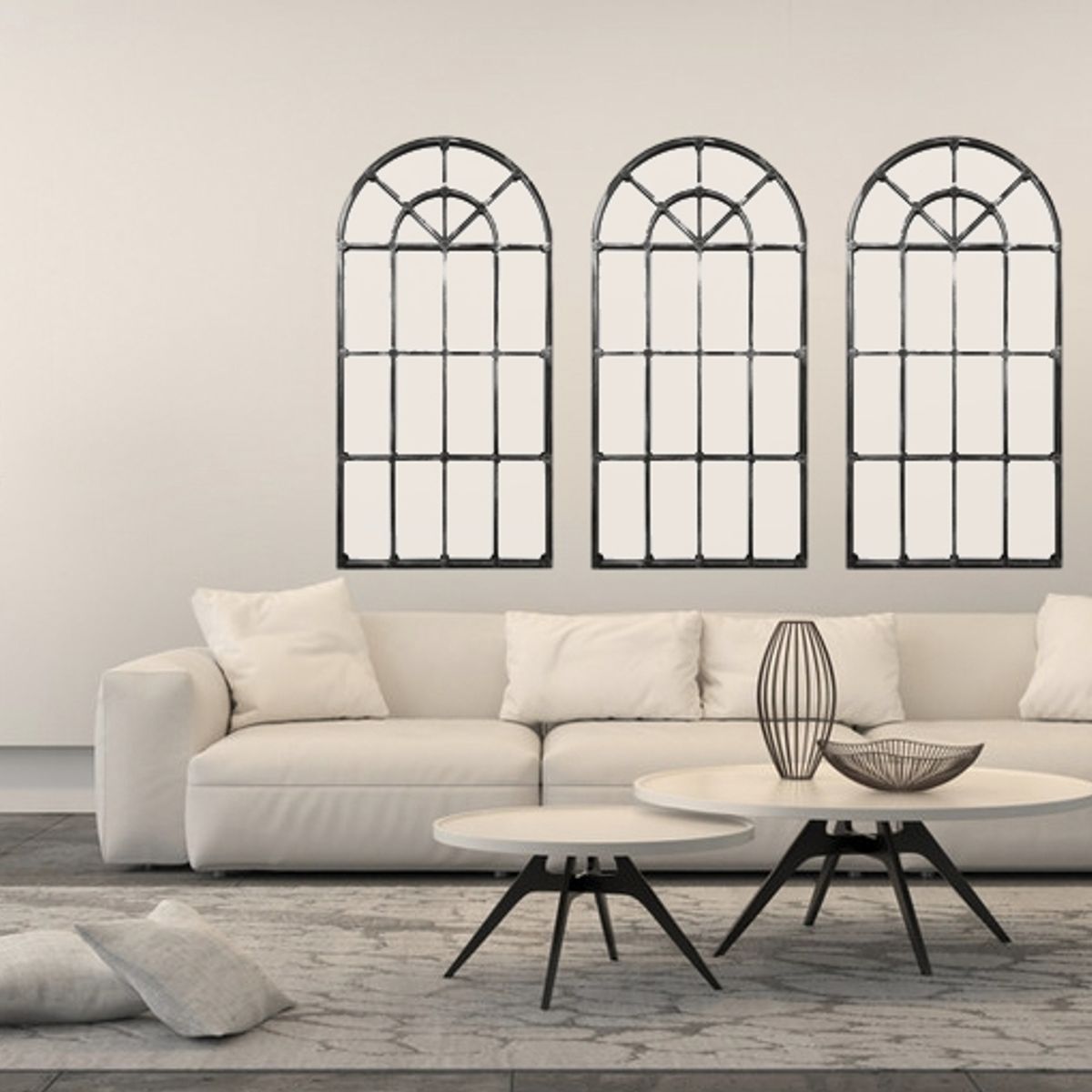 GENERICO - Espejo Arco Ventana Negro 120 x 60 cm WH Deco