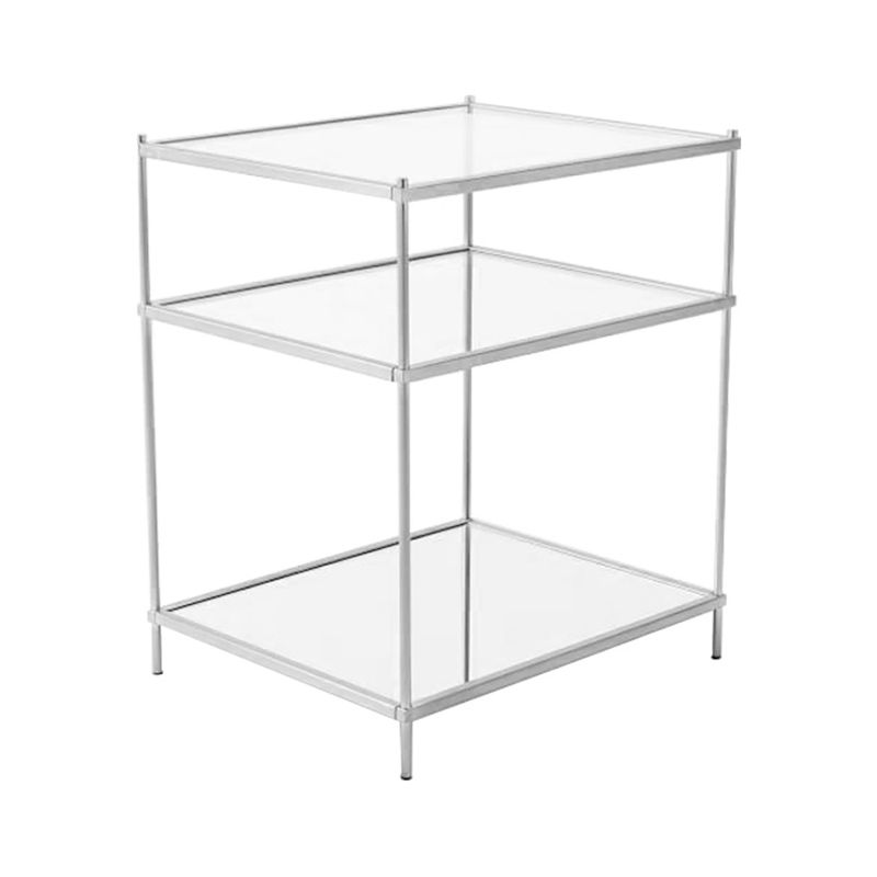GENERICO - Mesa Lateral Rectangular de Vidrio Plateada 45 x 55 x 65 cm WH Deco