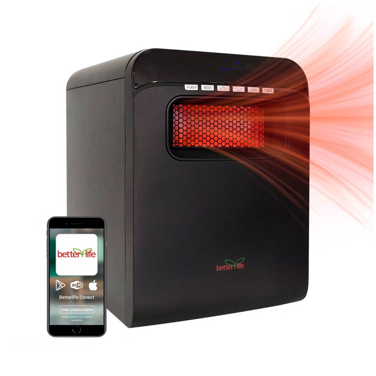 BETTERLIFE - Estufa Eléctrica Infrarroja 80 m2 WiFi