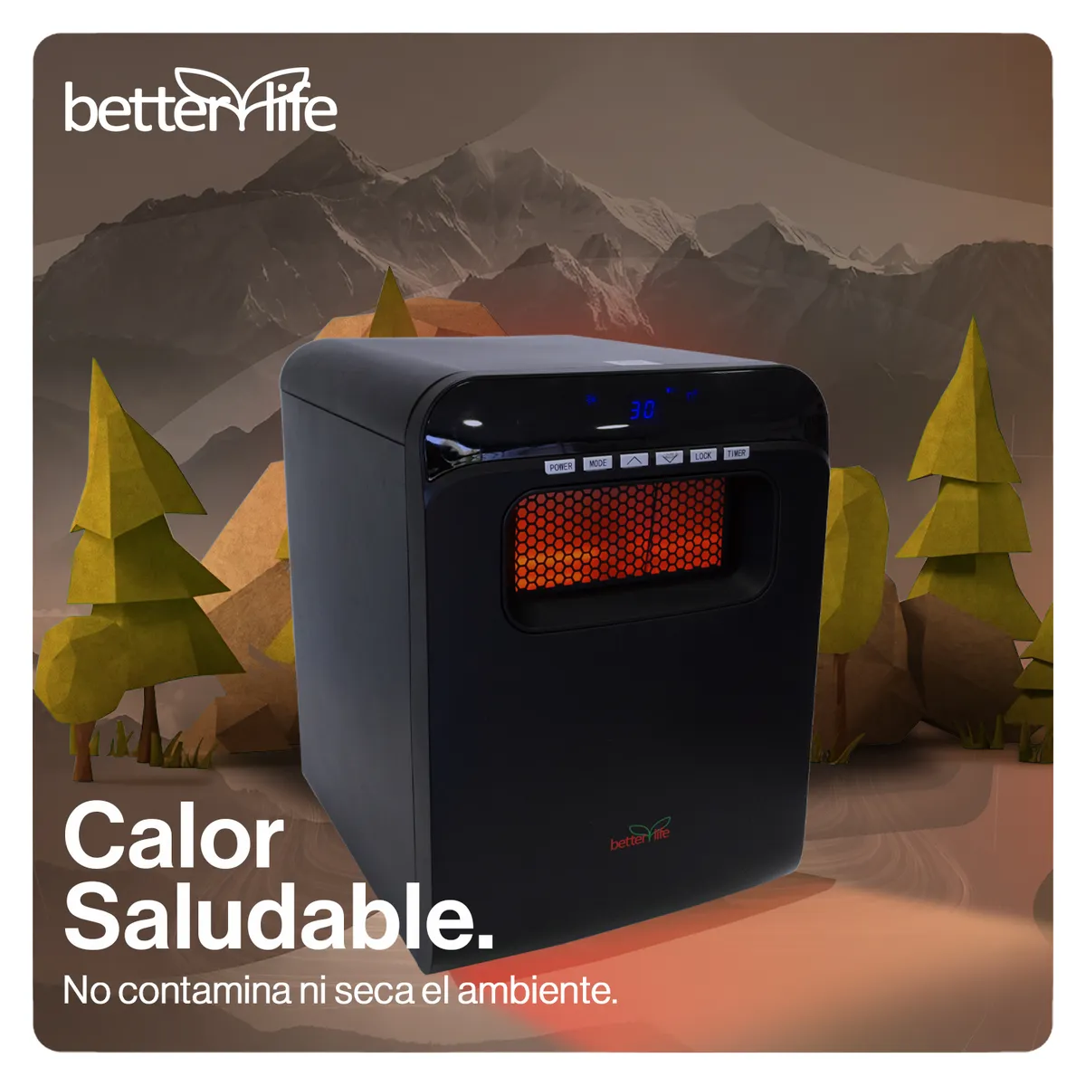 BETTERLIFE - Estufa Eléctrica Infrarroja 80 m2 WiFi