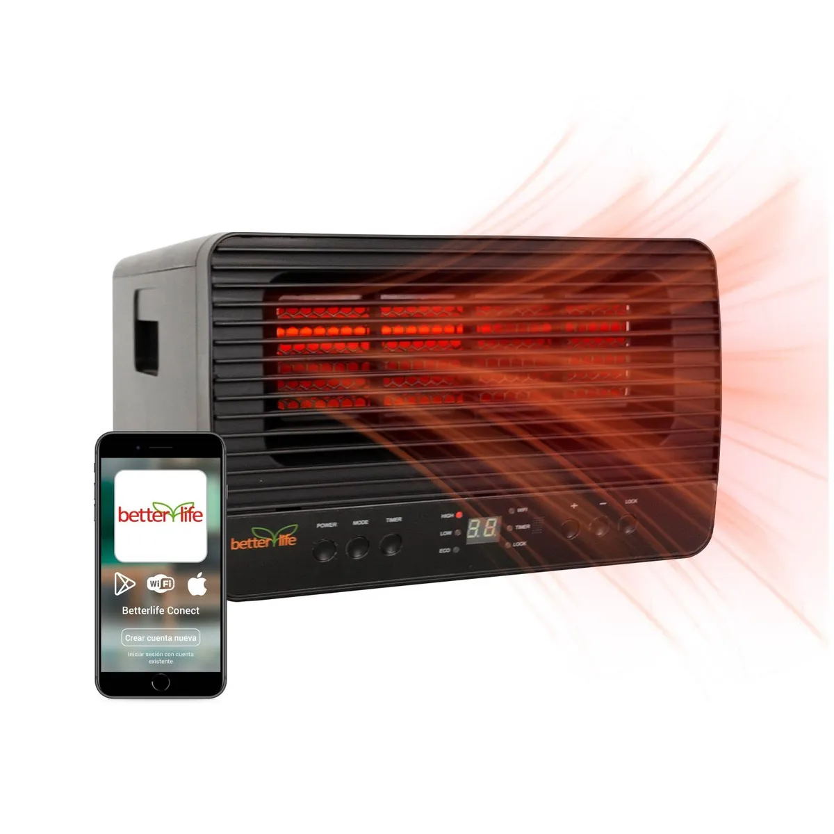 BETTERLIFE - Estufa Eléctrica Infrarroja 45 m2 WiFi
