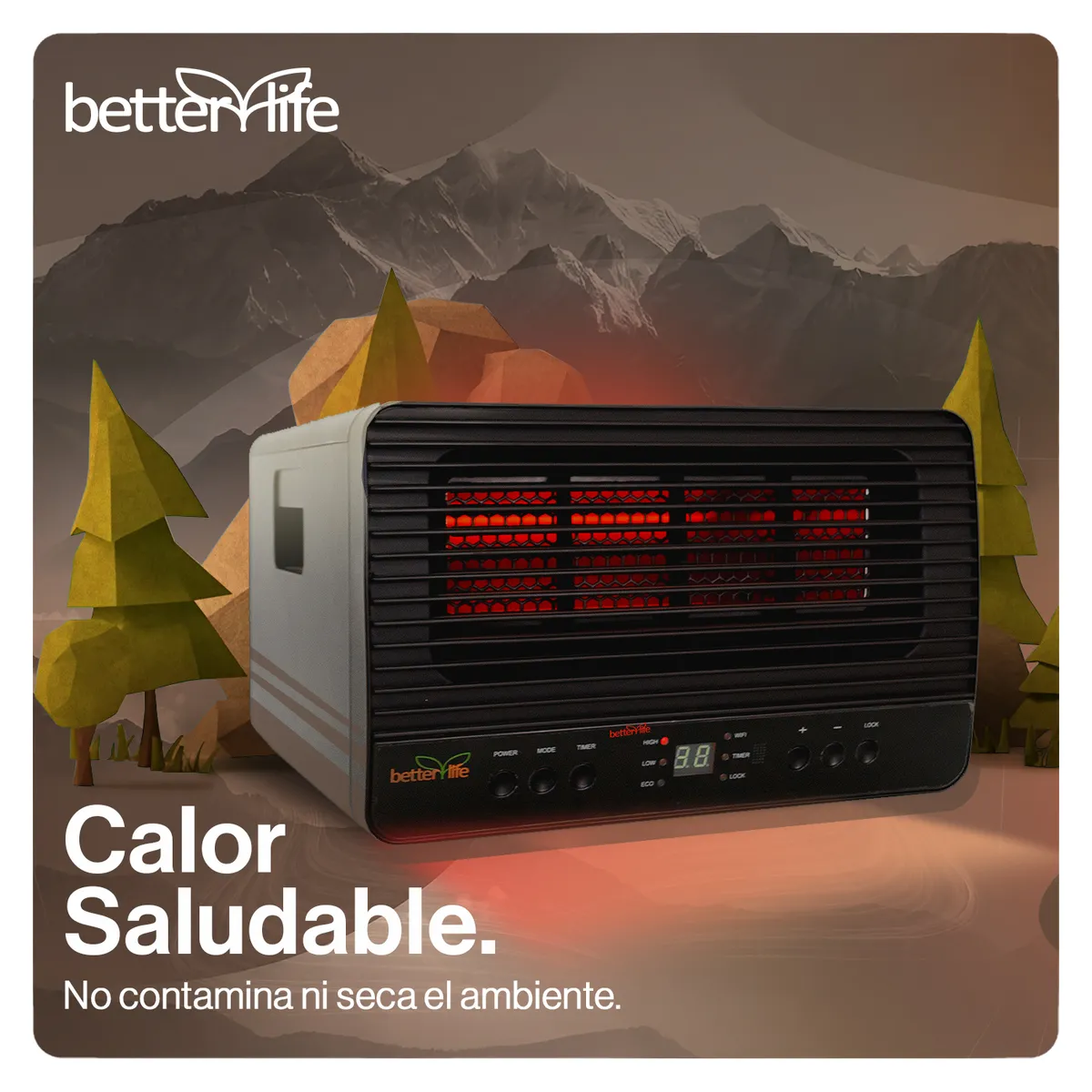 BETTERLIFE - Estufa Eléctrica Infrarroja 45 m2 WiFi