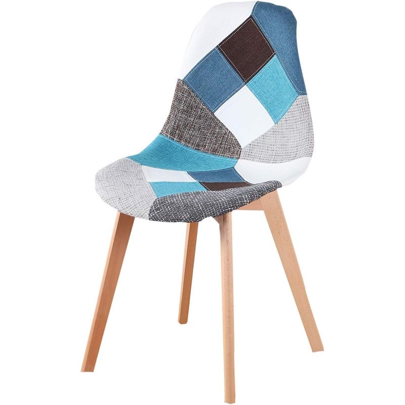 MOBOI - Pack 6 Sillas Eames Patchwork Azul