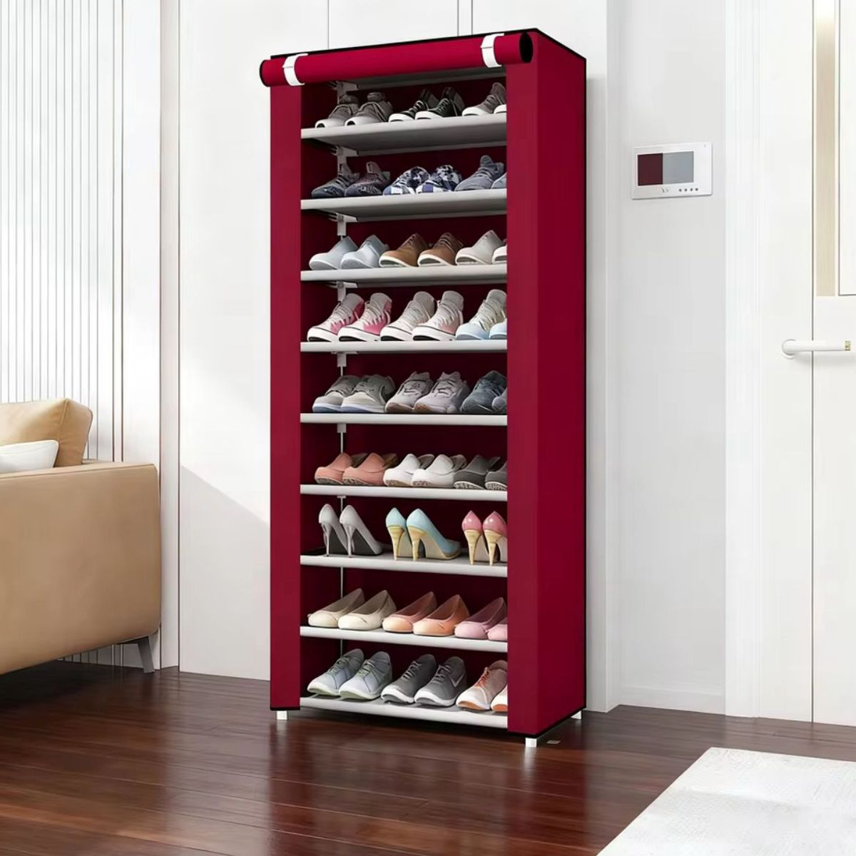 GENERICO - Organizador De Zapatos Armable Zapatero 9 Pisos Burdeo