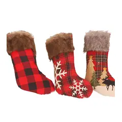 BOHEMIK - Pack 3 Botas de Navidad en fondo Escocés