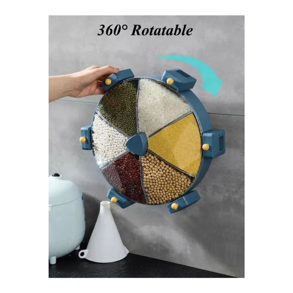 GENERICO - Dispensador Granos Y Cereal De Pared Giratorio 6 Espacios