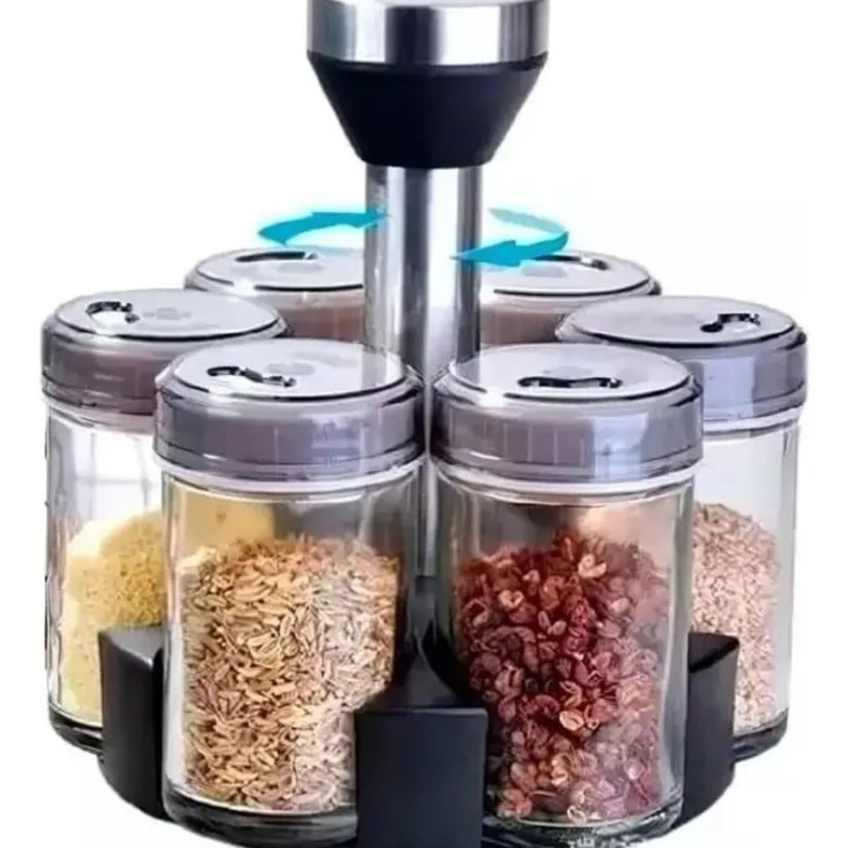 GENERICO - Especiero Condimentador Organizador 6 Frascos Giratorio 360°