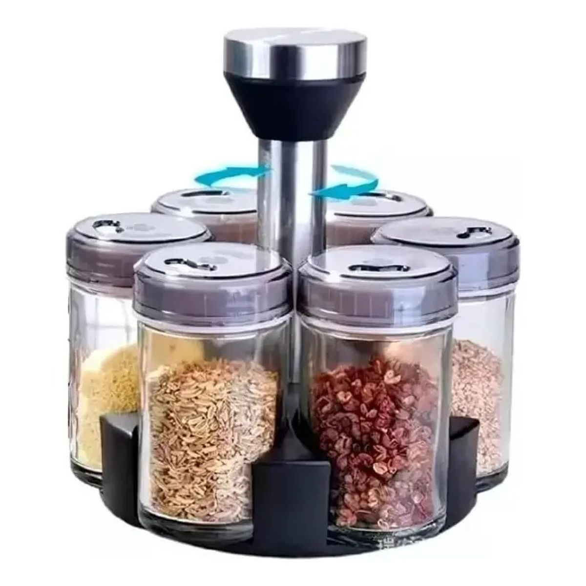 GENERICO - Especiero Condimentador Organizador 6 Frascos Giratorio 360°