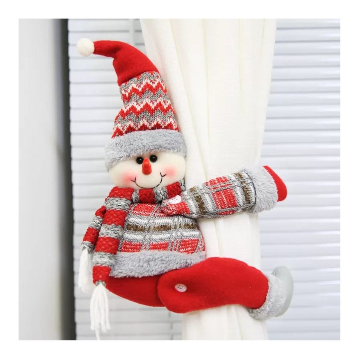 GENERICO - MUÑECO ADORNO DE NAVIDAD TAPADOR DE CORTINA MUÑECO NIEVE