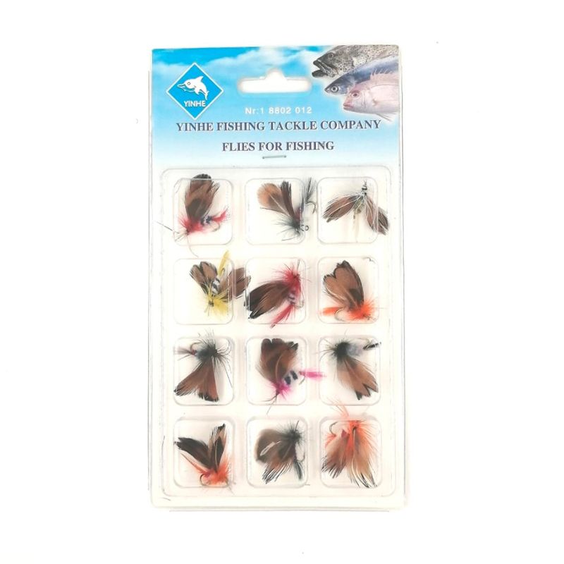 GENERICO - Set De 12 Señuelos Mosca Para Pesca Con Ala