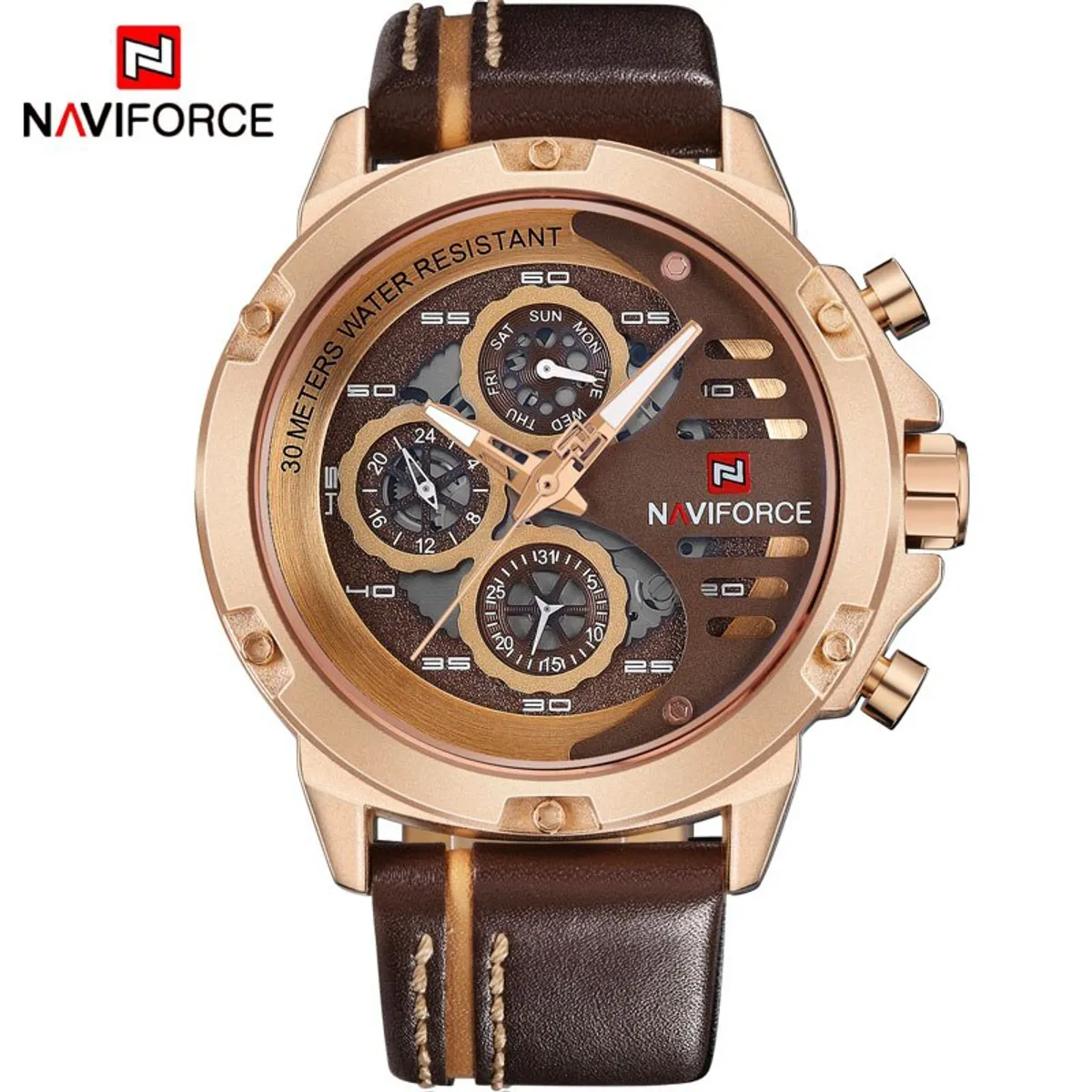 NAVIFORCE - Reloj de cuero hombre deportivo - casual NV9110