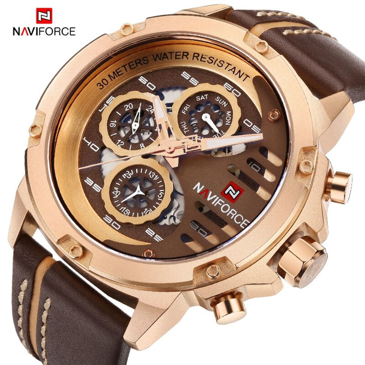 NAVIFORCE - Reloj de cuero hombre deportivo - casual NV9110