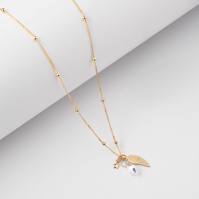 BY LAS CAYETANAS - Collar Ala de Angel Gold con Estrella Guía y cristal Swarovski ®️