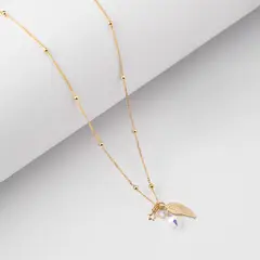 BY LAS CAYETANAS - Collar Ala de Angel Gold con Estrella Guía y cristal Swarovski ®️