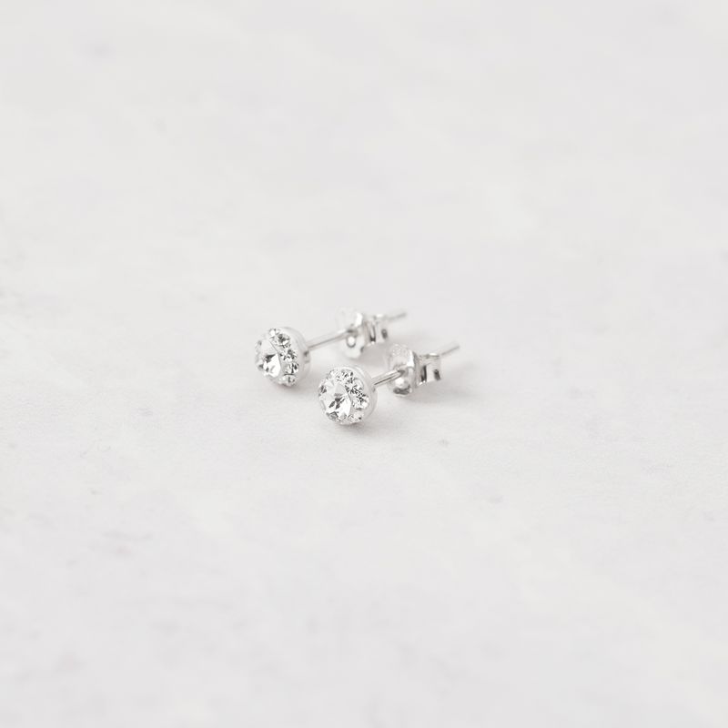 BY LAS CAYETANAS - Aros pegados en Plata 925 con cristal Swarovski ® blanco.