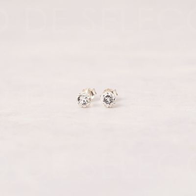 Imagen 2 del producto Aros pegados en Plata 925 con cristal Swarovski ® blanco.
