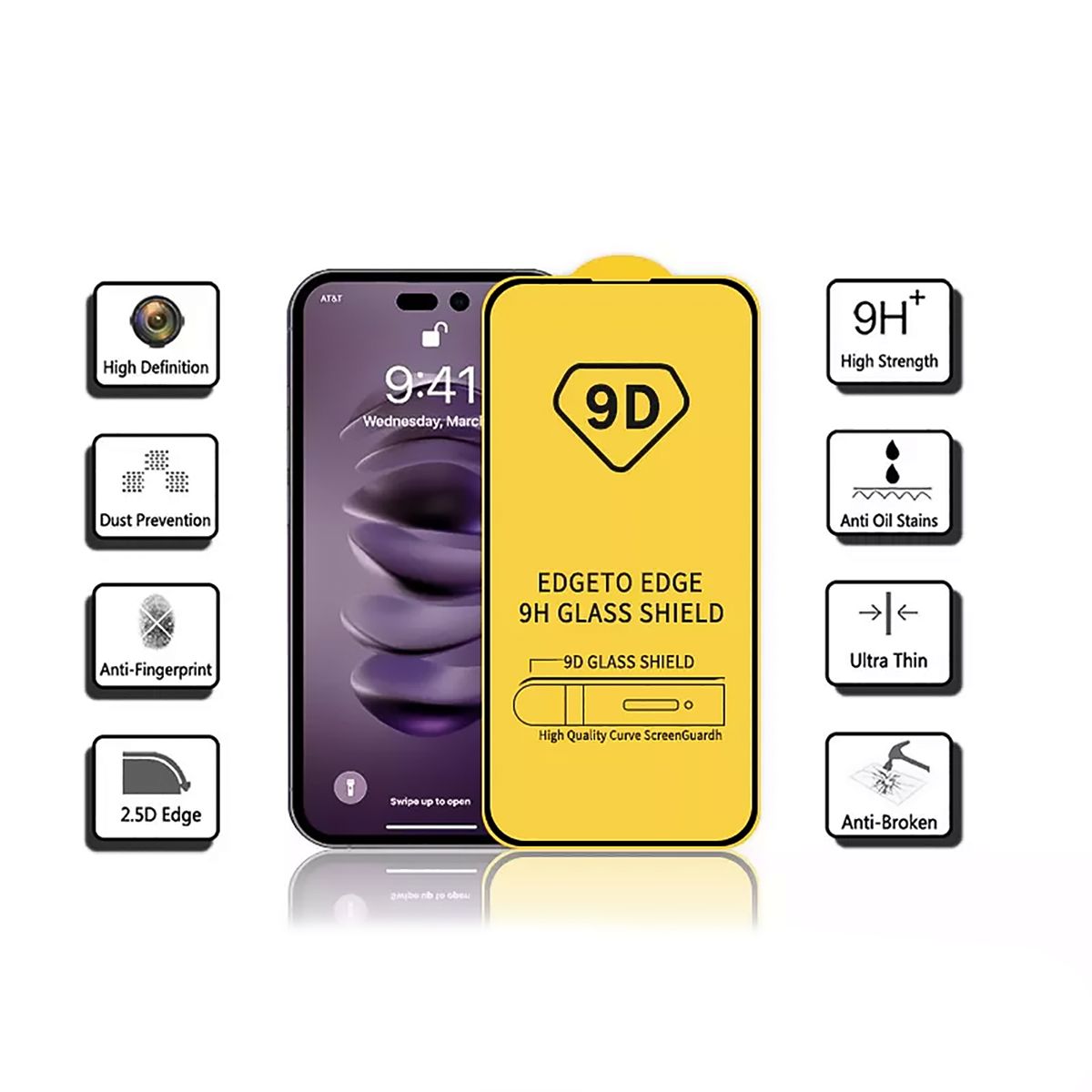 GENERICO - Mica Para iPhone 14 Pro Lamina Vidrio Completa