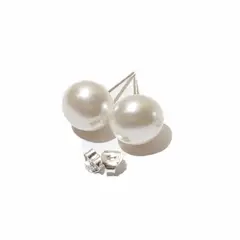 GENERICO - Aros Perla Achatada Plata 925 12MM