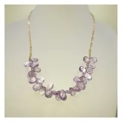 CAT JOYAS - Collar Gotas de Amatista Cadena Gold Filled 14K