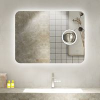 Espejo de Baño con Luz Led mas Desempañador Eléctrico, con Zoom Iluminado, Touch Control, medidas 100 cms ancho x 80 cms alto