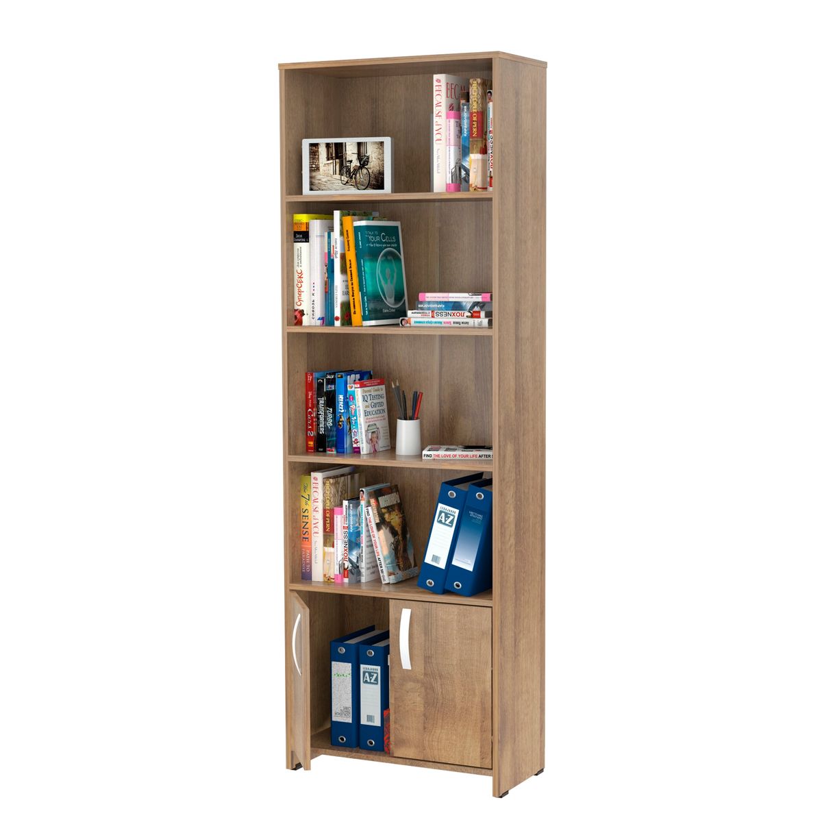 INVAL - Biblioteca 2 puertas 182cm X  60 cm X 25 cm amaretto