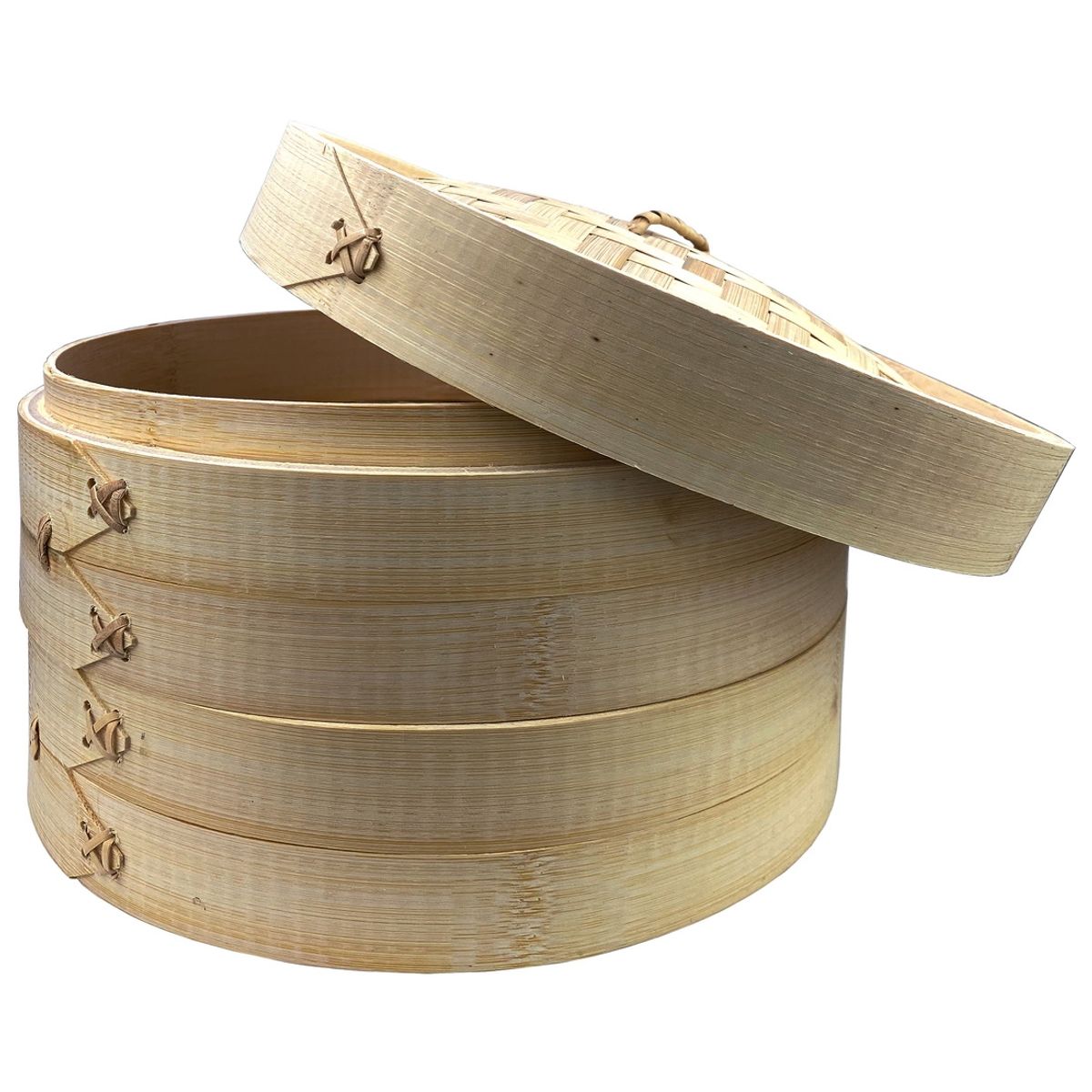 GENERICO - Olla Vaporera de Bambú 2 Niveles Cocina Ecológica 15 cm
