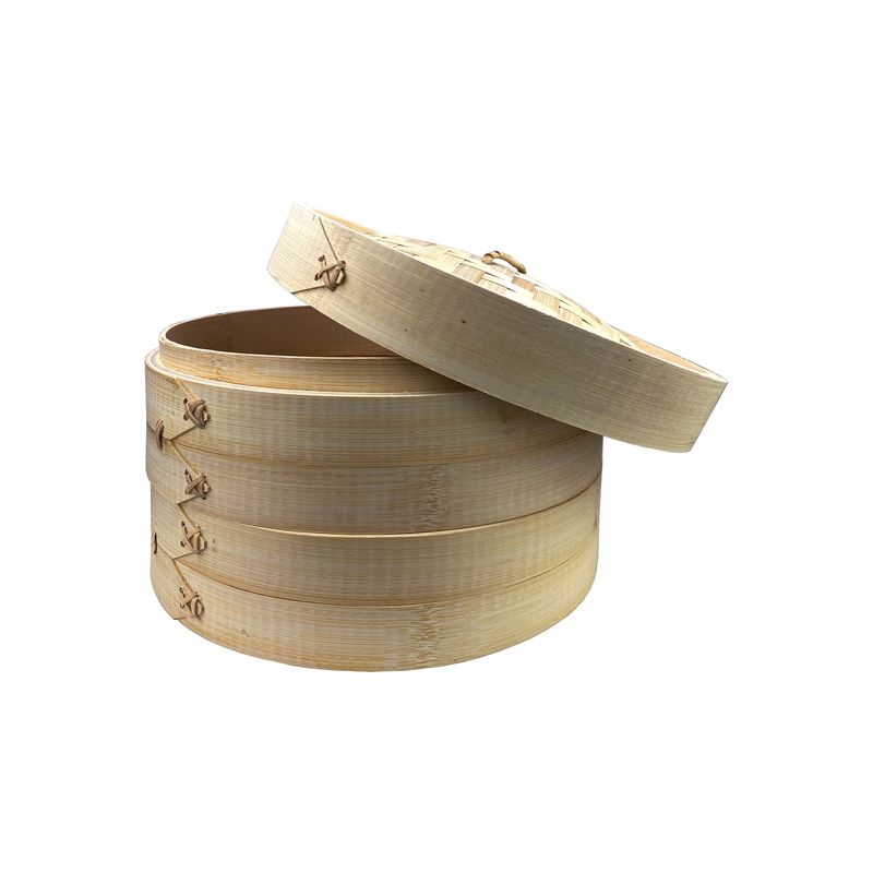 GENERICO - Olla Vaporera de Bambú 2 Niveles Cocina Ecológica 15 cm
