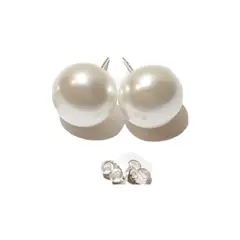 GENERICO - Aros Perla Achatada Plata 925 14MM