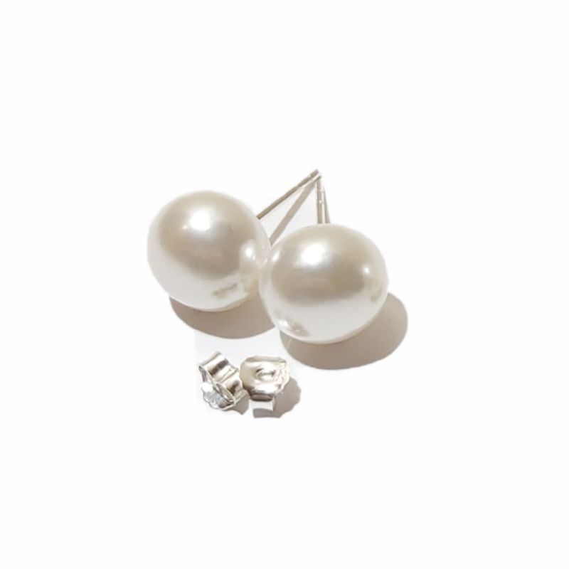 GENERICO - Aros Perla Achatada Plata 925 8MM