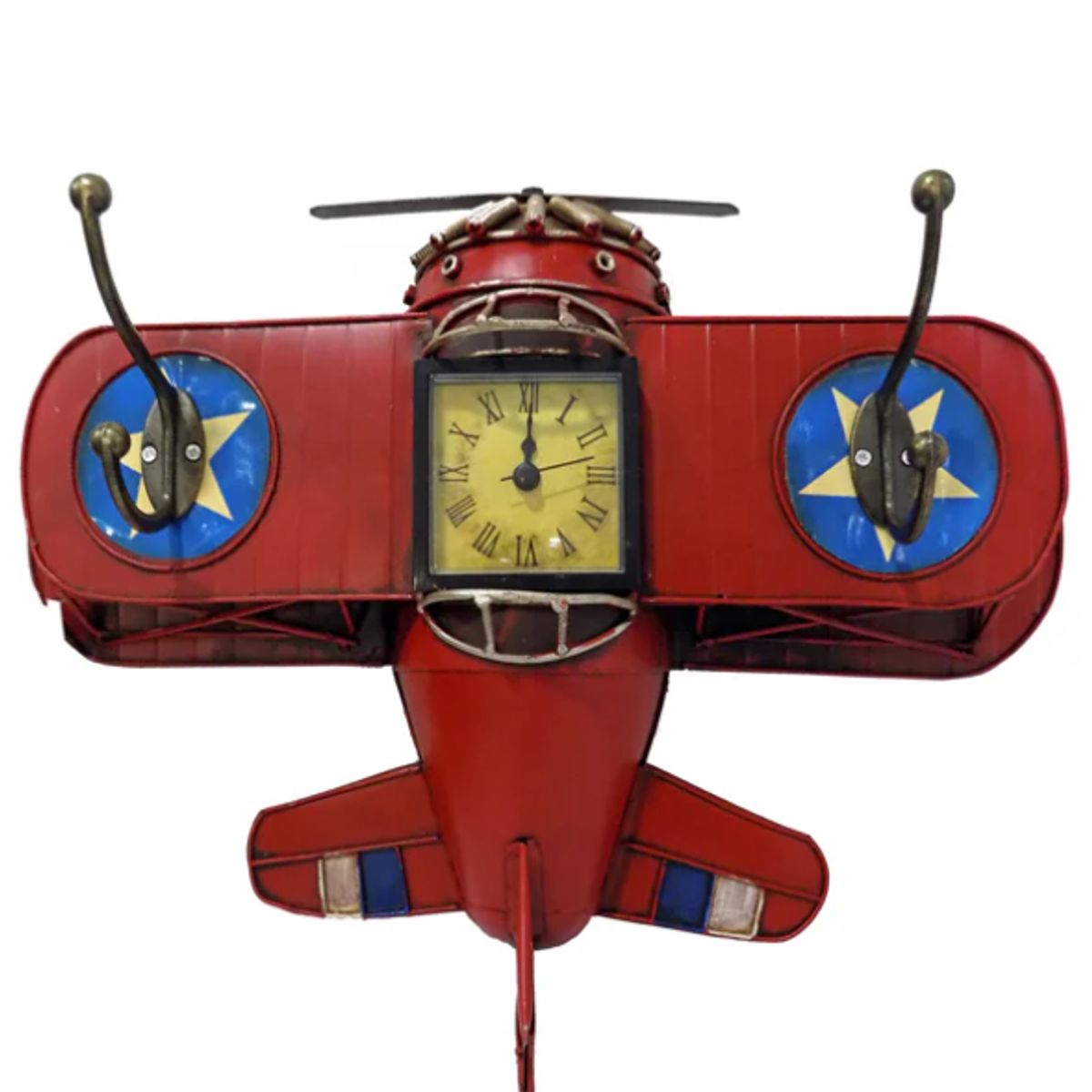VGO - Reloj de pared con ganchos adorno avión vgo
