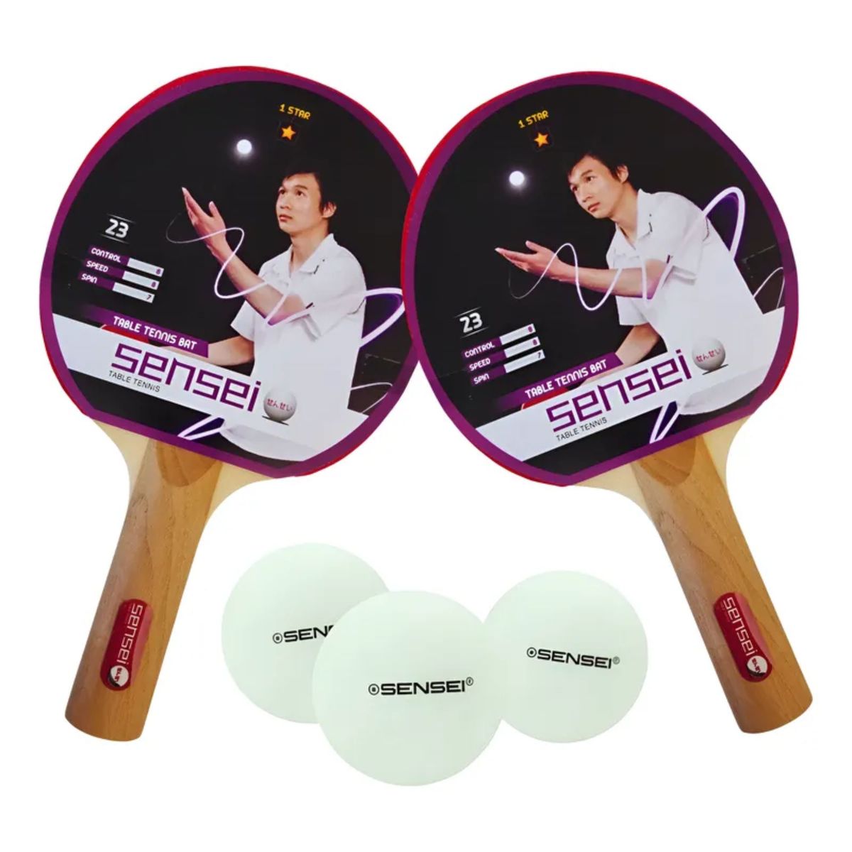 SENSEI - Set Ping Pong Sensei 2 Paletas + 3 Pelotas - 1*