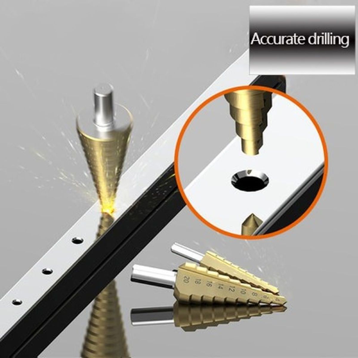 EVERSO - Set 6 Brocas Hss Cónicas Cobalto Carburo + Caja De Aluminio