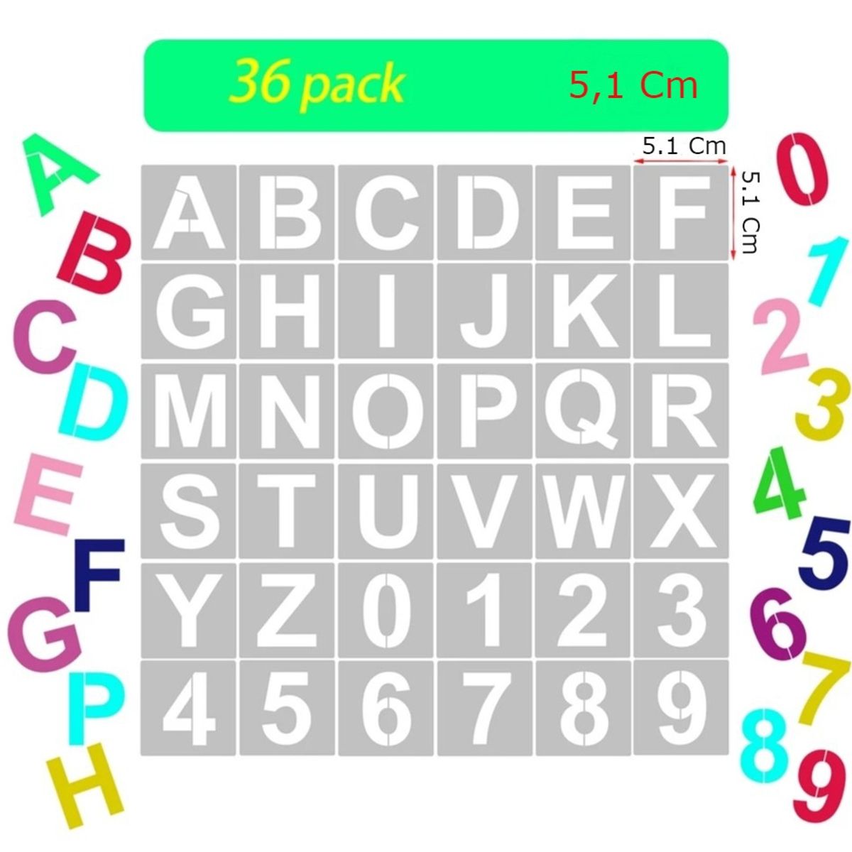 GENERICO - Plantillas Reutilizables Para Letras Y Números De 5.1 Cm