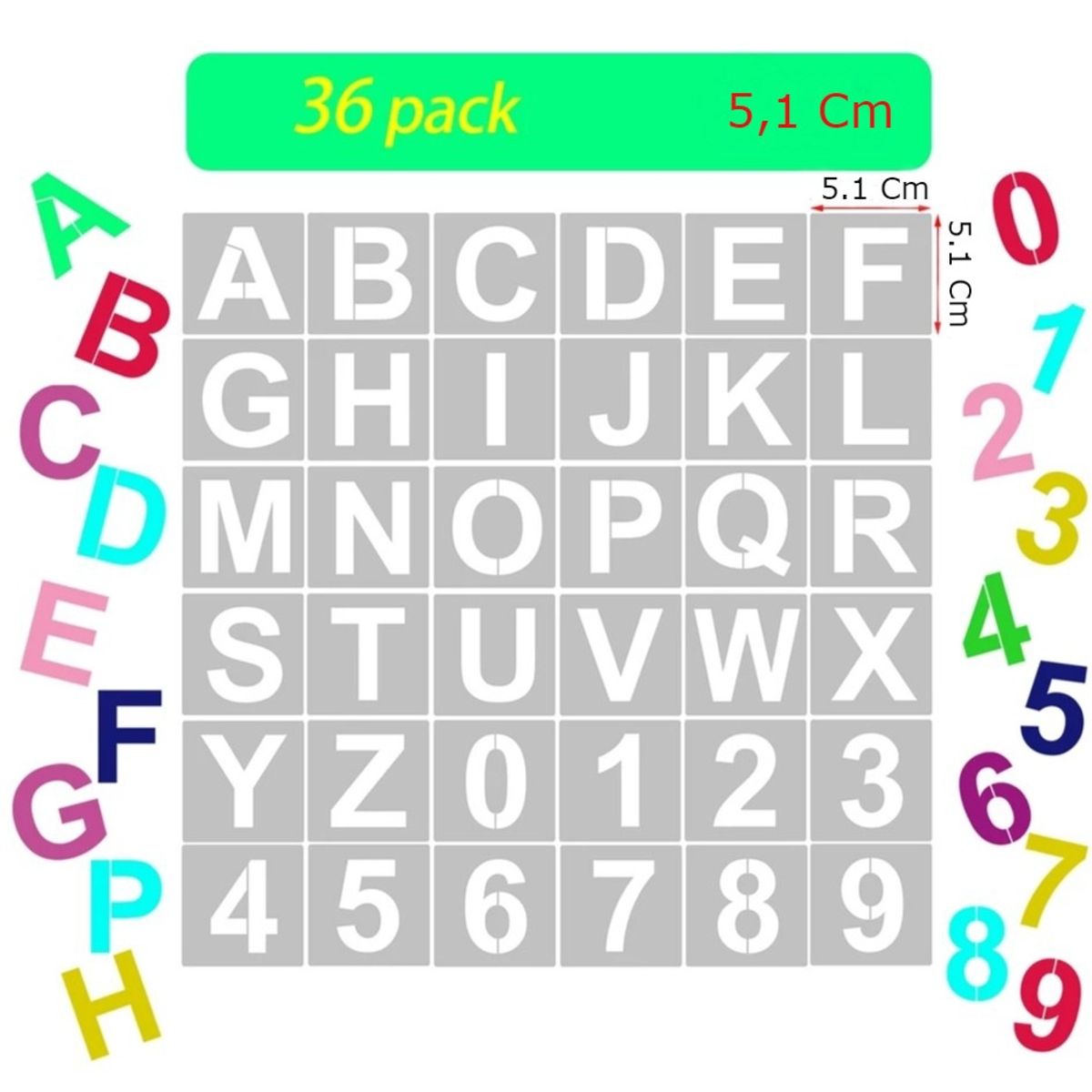 GENERICO - Plantillas Reutilizables Para Letras Y Números De 5.1 Cm