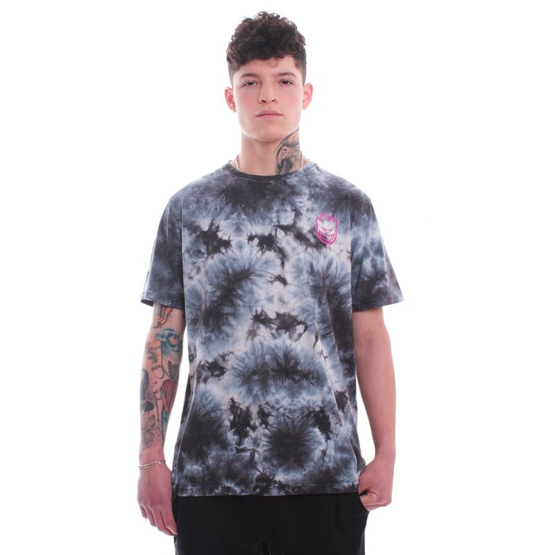 SPITFIRE - Polera de manga corta spitfire tye dye negro bighead emblem street culture season