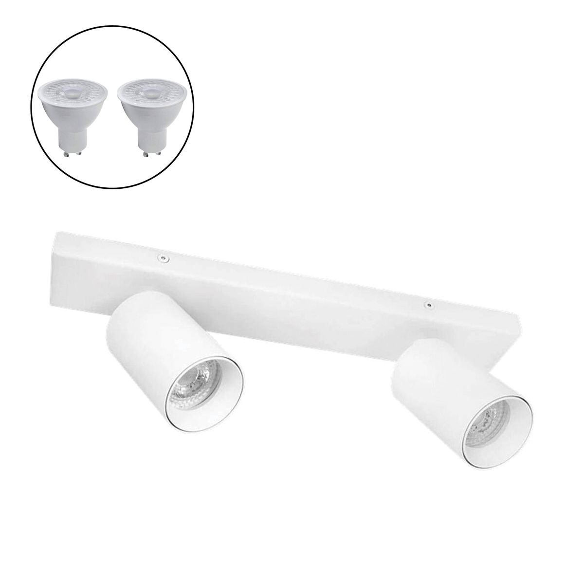 MEGABRIGHT - Foco Spotlight Blanco 2x Con Ampolleta 5,5 W GU-10 Cálida M