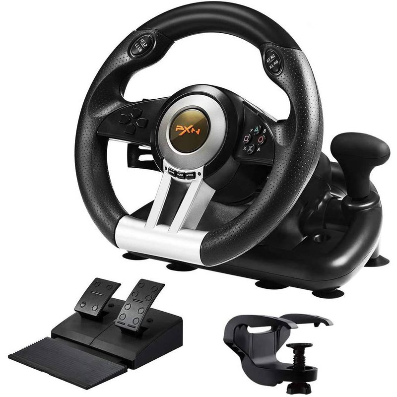 PXN - Volante de Cuero PXN V3 PRO con Pedales PC PS34 Xbox OneSeries X