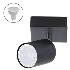 MEGABRIGHT - Foco Spotlight Negro 1x Con Ampolleta 5,5 W GU-10 Cálida M