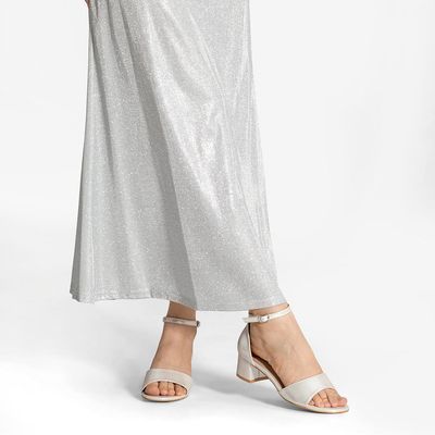 Imagen 2 del producto Sandalia Taco Plateada Fiesta Mujer QIU238