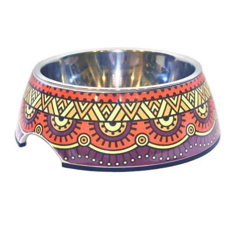 MASCAN - Plato Melamina Motivo Redondo Morado Talla M Perro