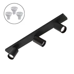 MEGABRIGHT - Foco Spotlight Negro 3x Con Ampolleta 5,5 W GU-10 Neutro M