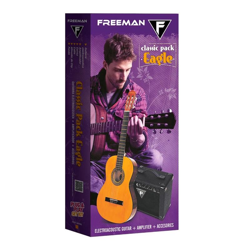 FREEMAN - Pack Guitarra Electroacustica Freeman Classic Eagle NT