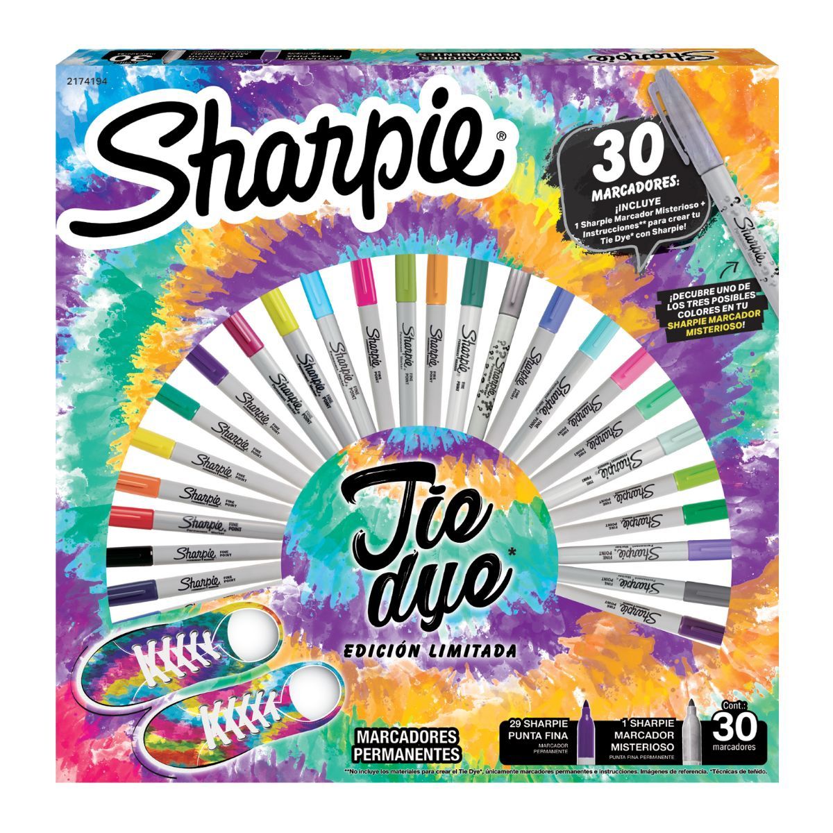 SHARPIE - Ruleta 30 Marcadores Sharpie Tie Dye con Marcador Misterioso