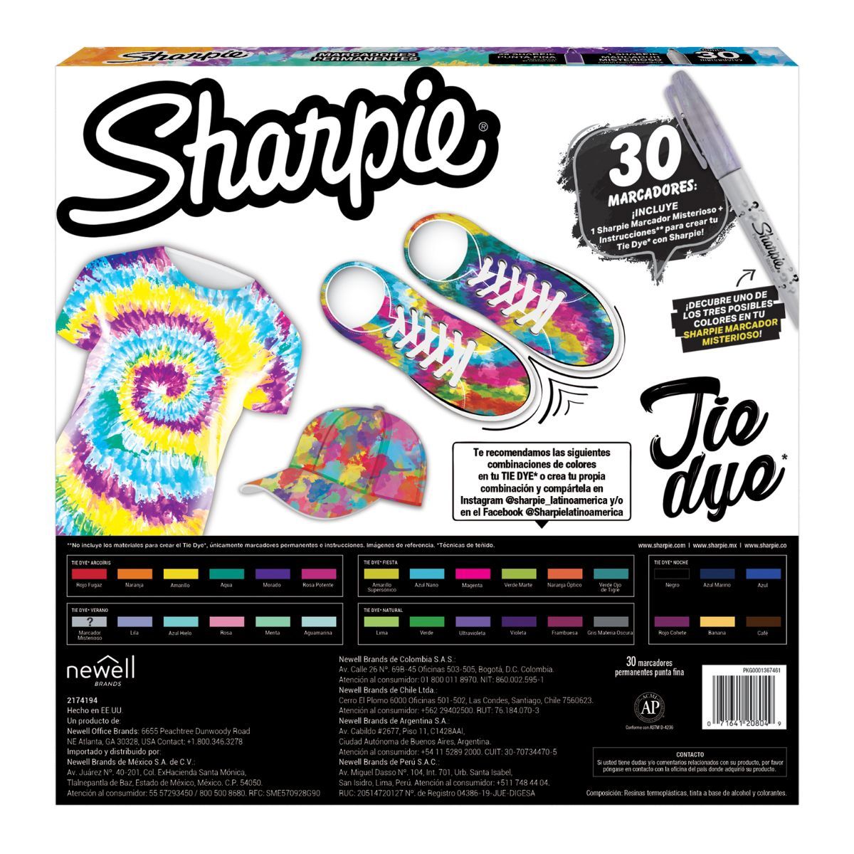 SHARPIE - Ruleta 30 Marcadores Sharpie Tie Dye con Marcador Misterioso