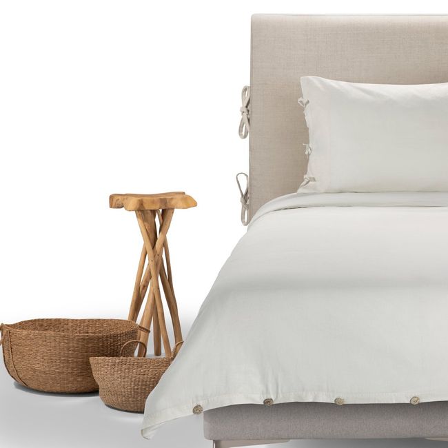 ROSEN - Funda Plumón Rosen Lino-Algodón Pure Liso 1 Plaza Blanco