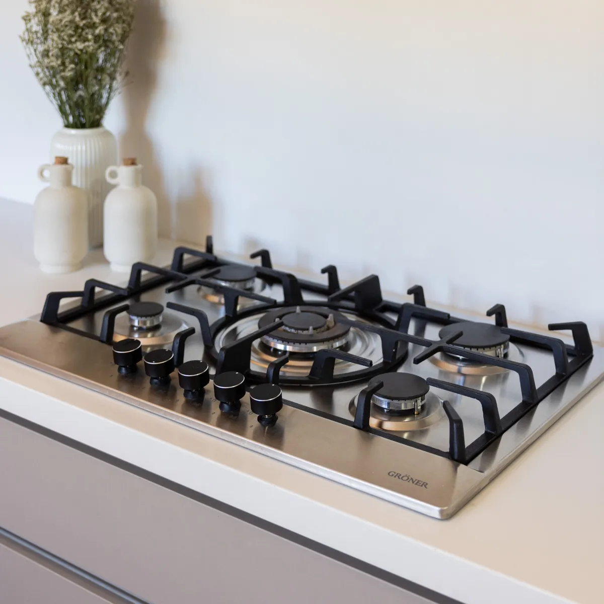 GRONER - Encimera A Gas Inox Deluxe 5Q