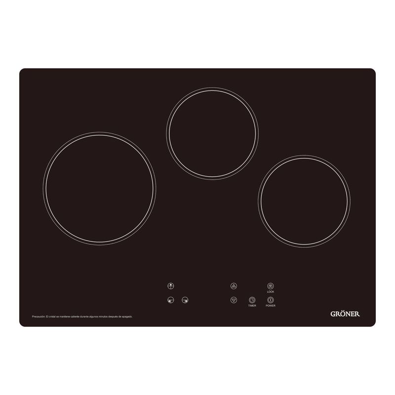 GRONER - Encimera Vitrocerámica Gröner Touch Black 3Q